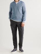 Brunello Cucinelli - Slim-Fit Ribbed Cotton Half-Zip Sweater - Blue