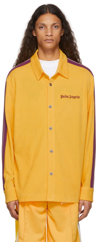 Photo: Palm Angels Yellow & Purple Corduroy Track Shirt