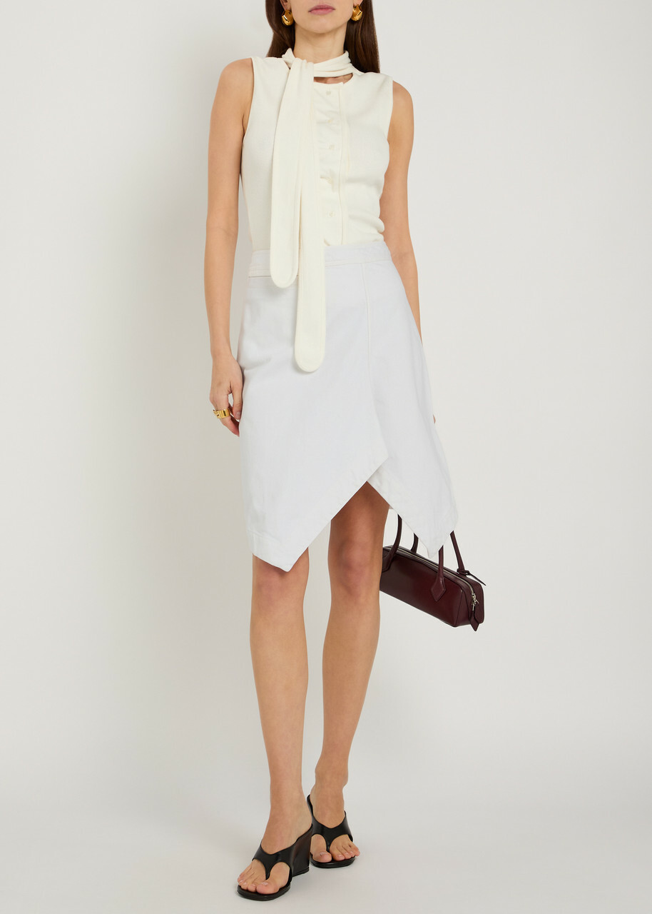 Lemaire Asymmetric Denim Mini Skirt Off White
