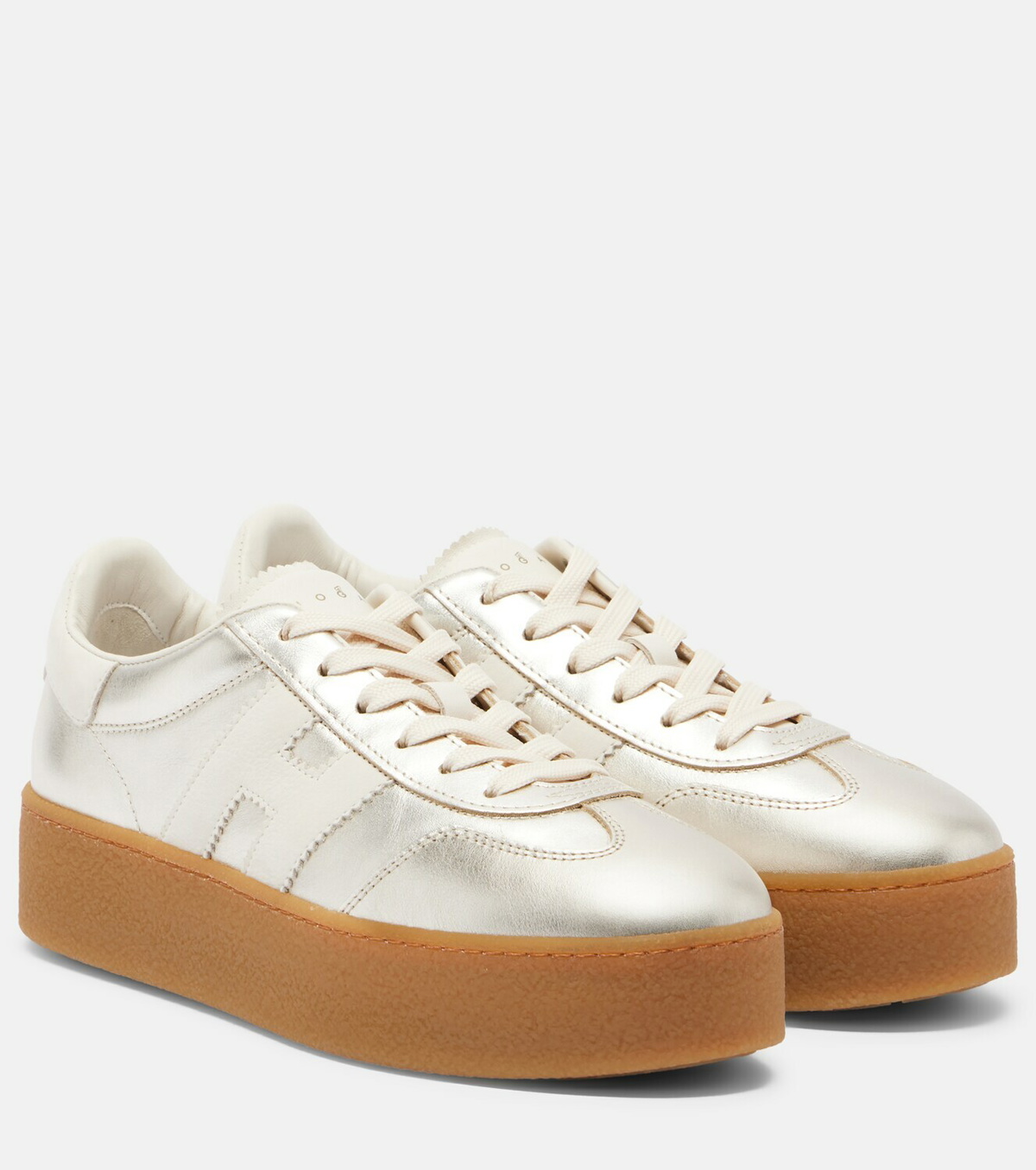 Hogan H698 metallic leather platform sneakers