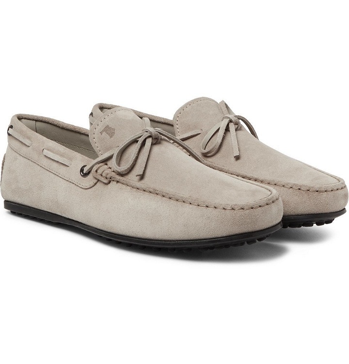Photo: Tod's - City Gommino Suede Driving Shoes - Gray