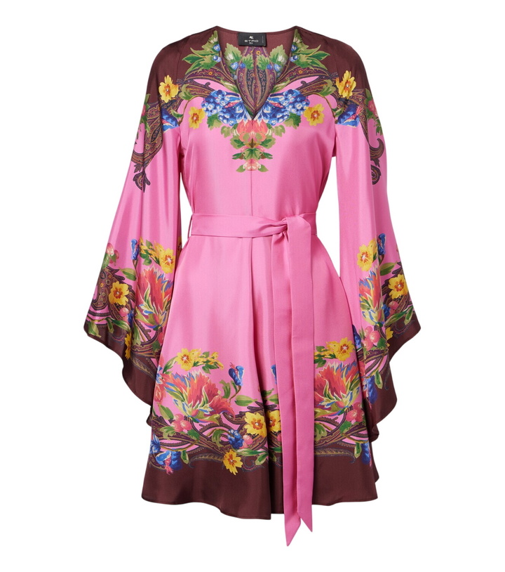 Photo: Etro Belted floral silk satin minidress