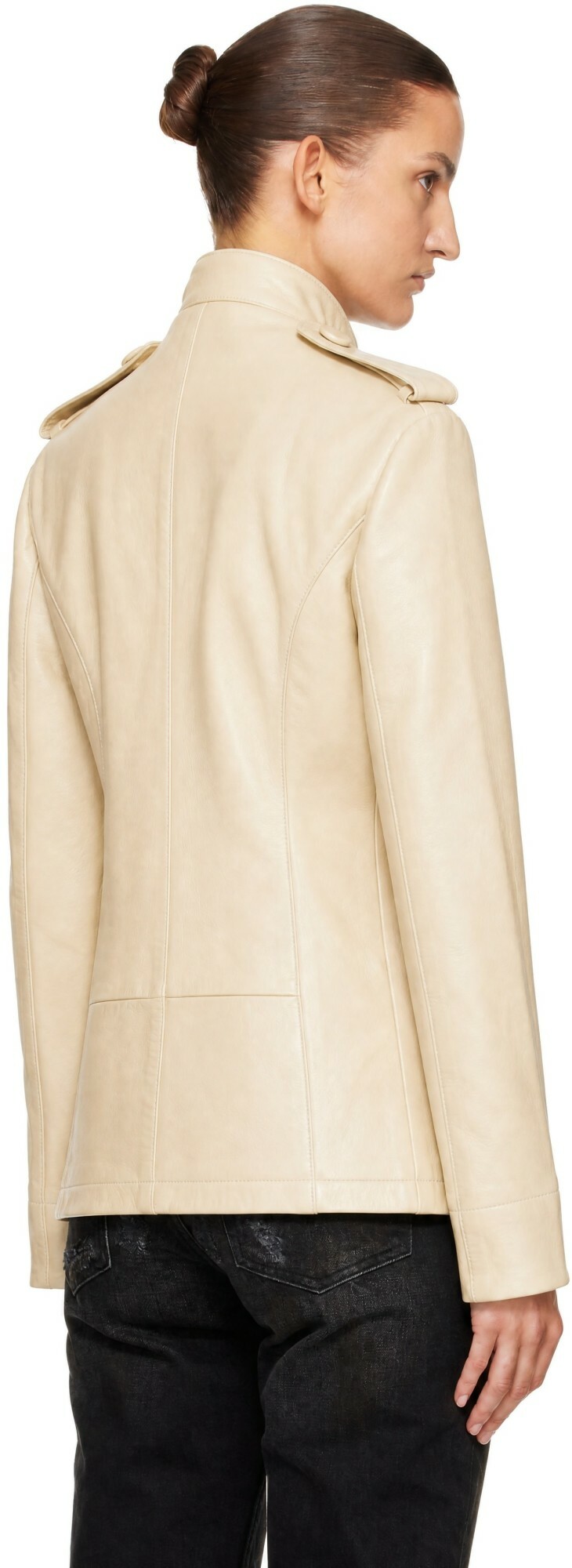 AARON ESH Beige Safari Leather Jacket