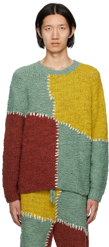 Photo: The Elder Statesman Multicolor Paneled Sweater