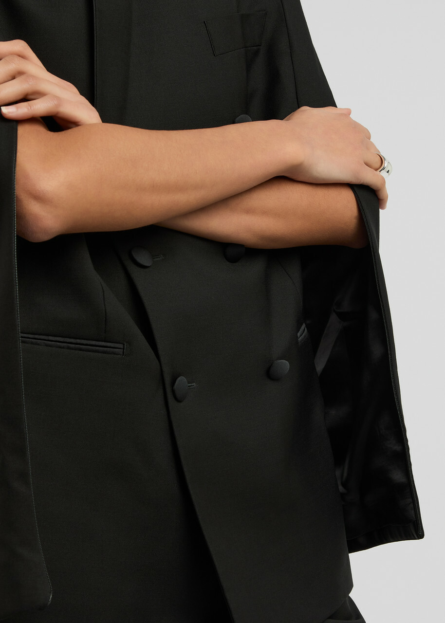 Bettter Fran Cape-effect Wool-blend Blazer Black