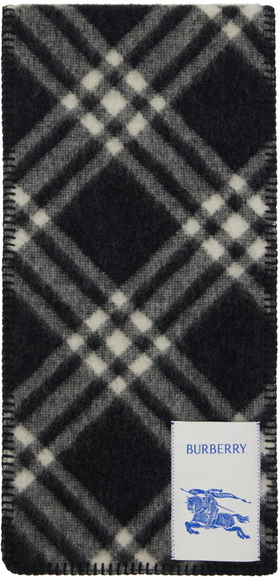 Photo: Burberry Black Check Wool Scarf