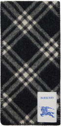 Burberry Black Check Wool Scarf