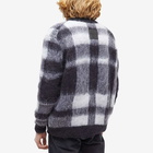 Maison Kitsuné Men's Brushed Mohair Check Cardigan in Black/White Check