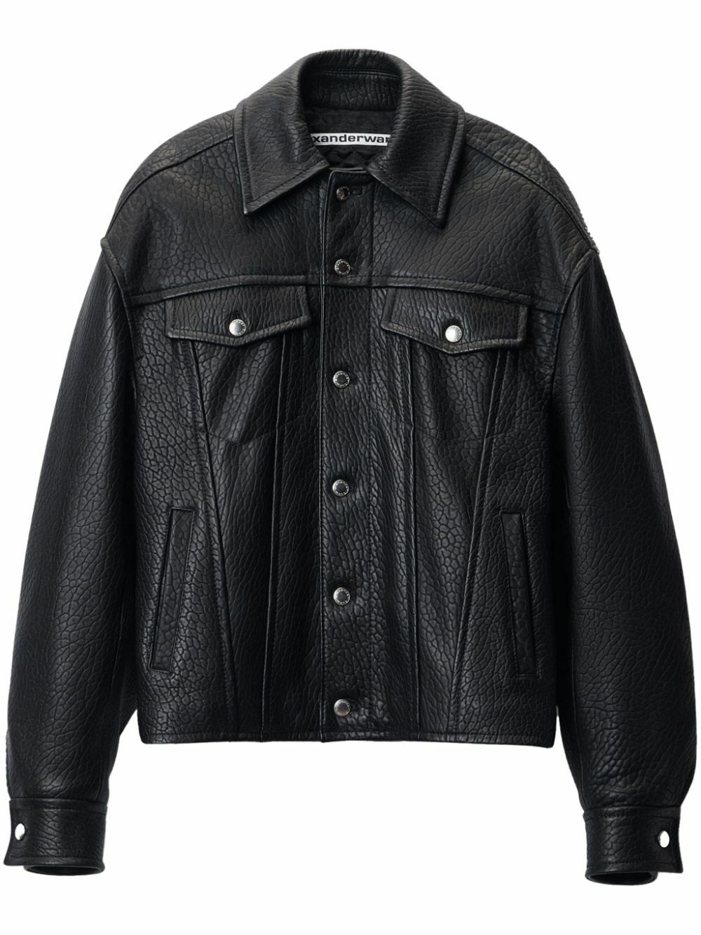 Alexander Wang Black Croc Single-Breasted Coat Alexander Wang