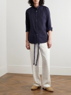 Sebline - Eton Grandad-Collar Cotton-Voile Shirt - Blue