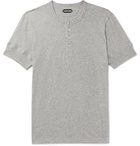 TOM FORD - Mélange Cotton-Jersey Henley T-Shirt - Men - Gray