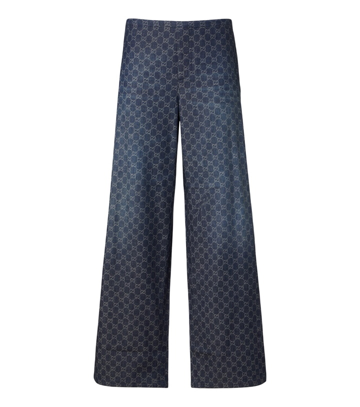 Photo: Gucci GG cotton chambray jacquard wide-leg pants