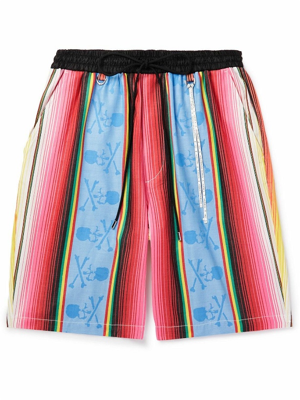 Photo: Mastermind World - Straight-Leg Striped Cotton-Jacquard Drawstring Shorts - Multi