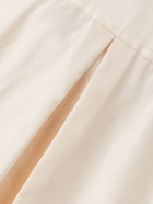 UMIT BENAN B - Nehru-Collar Cotton and Silk-Blend Poplin Half-Placket Shirt - Neutrals