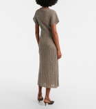 Brunello Cucinelli Ribbed-knit lamé midi dress