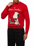 MC2 Saint Barth Red Sweater Heron With Snoopy Jacquard And Embroidery | Snoopy Peanuts® Special Edition