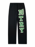 KAPITAL - N.TRY Straight-Leg Printed Cotton-Jersey Sweatpants - Black
