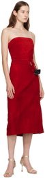 Saks Potts Red Ira Leather Midi Dress