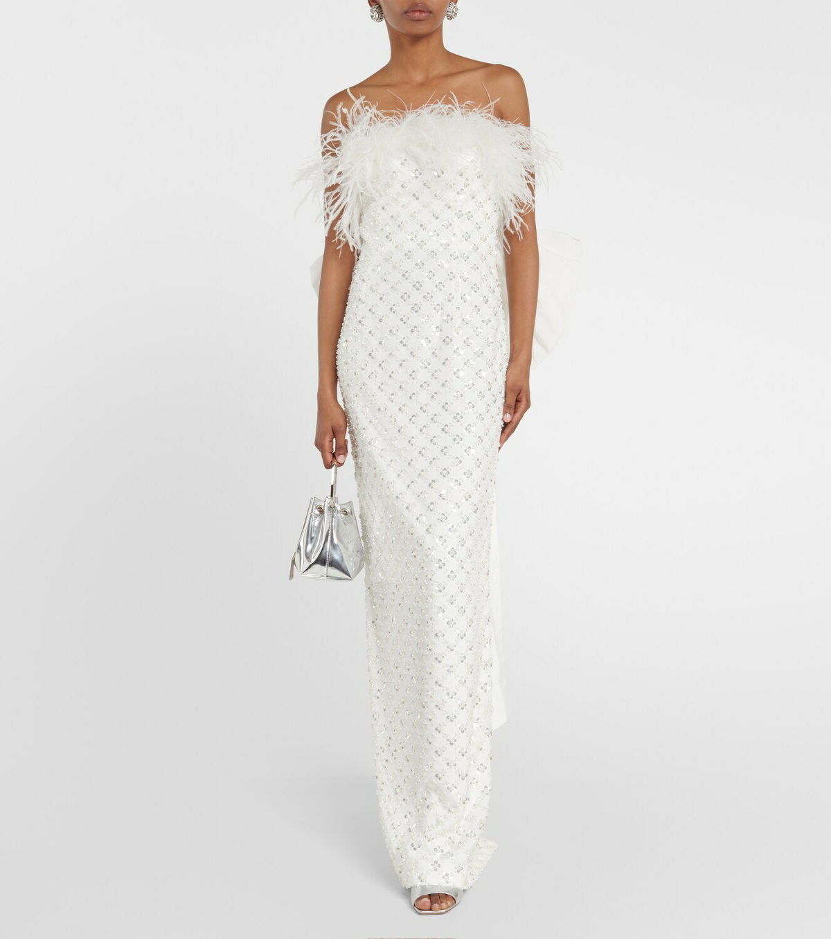 Rebecca Vallance Bridal Chantal feather-trimmed gown Rebecca Vallance