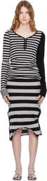 OPEN YY Black & White Convertible Hook Top Midi Dress