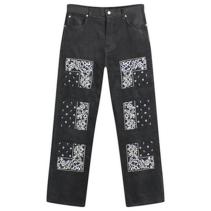 Photo: NOMARHYTHM TEXTILE Men's Bandana Embroidery Corduroy Trousers in Gray