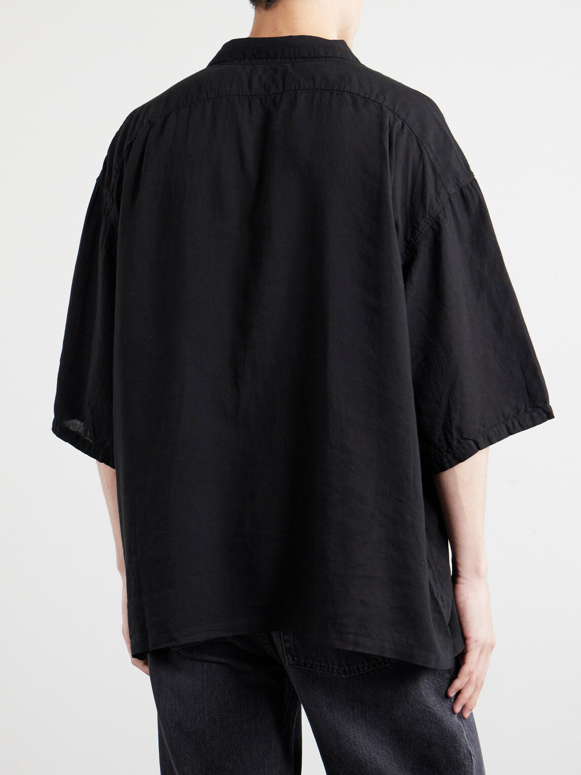 KAPITAL - Big Lyocell and Linen-Blend Shirt - Black