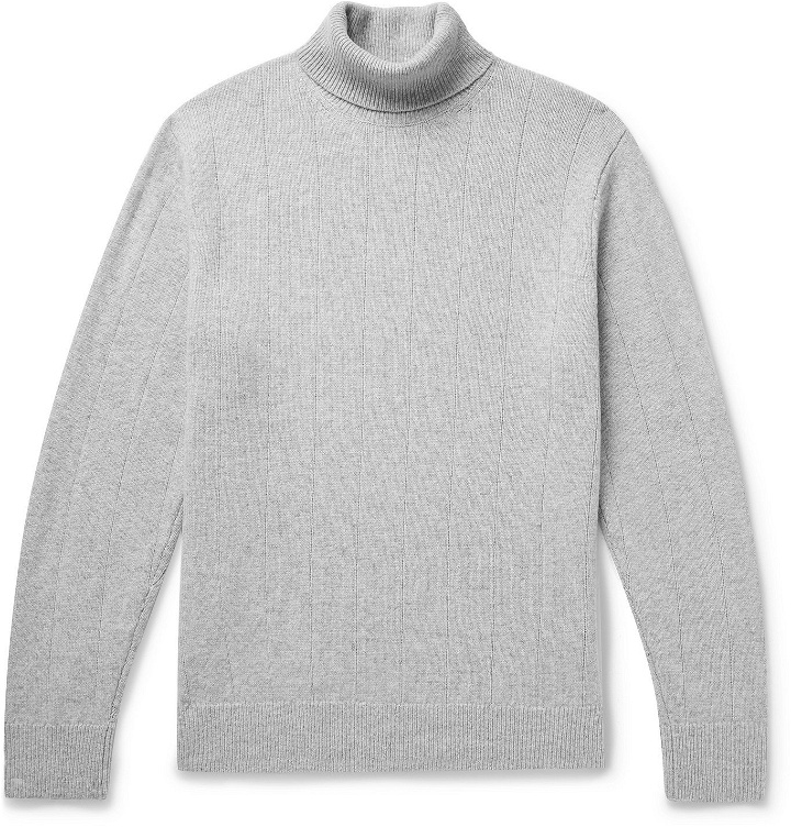 Photo: CLUB MONACO - Ribbed Mélange Wool and Cashmere-Blend Rollneck Sweater - Gray