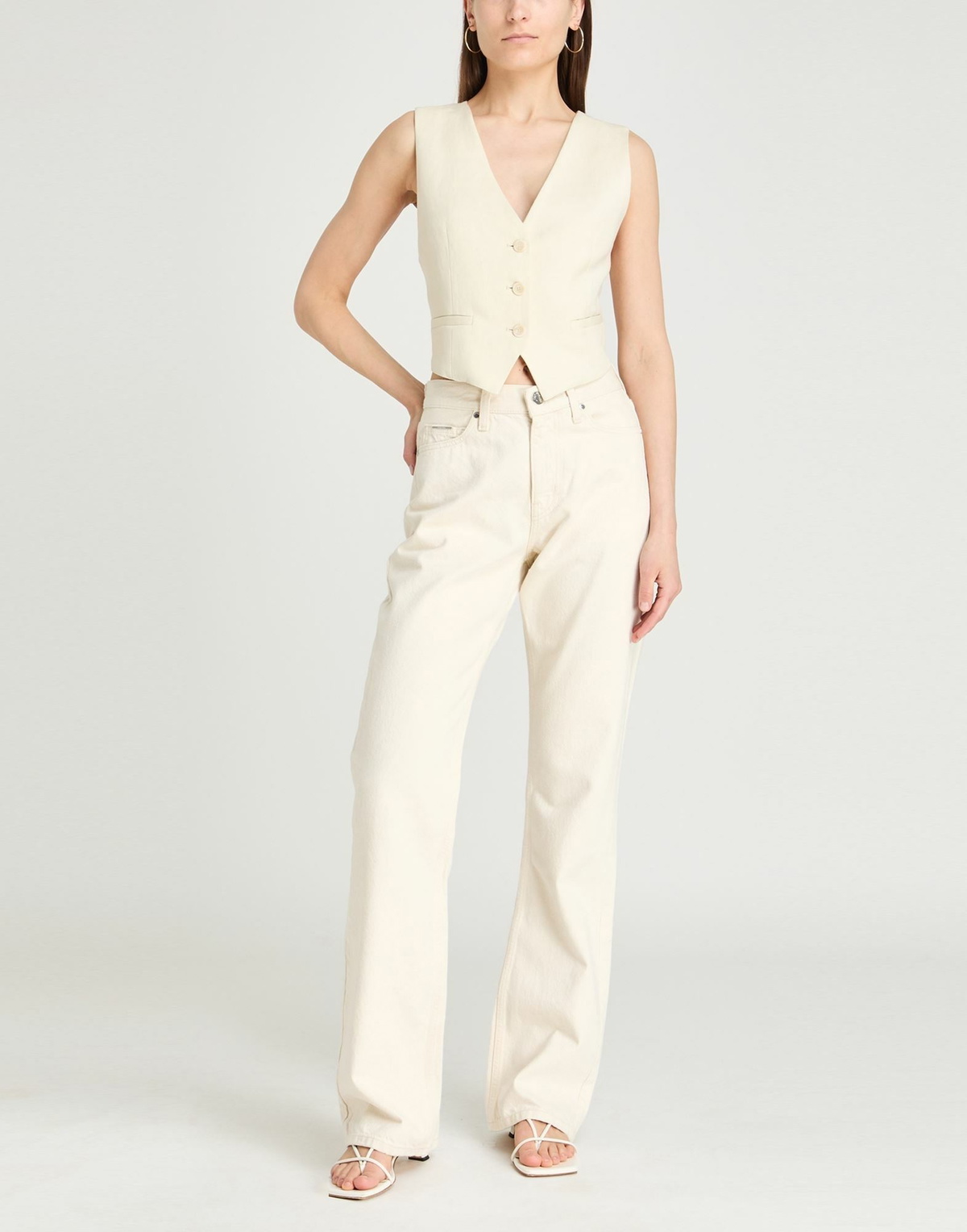 Dondup Womens Tailored Vest Ivory