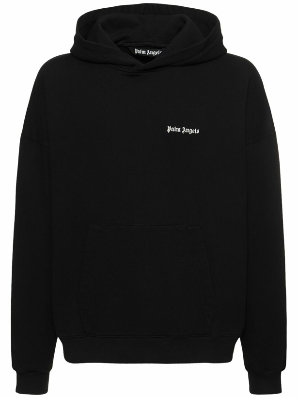 Photo: PALM ANGELS - Logo Embroidered Cotton Hoodie