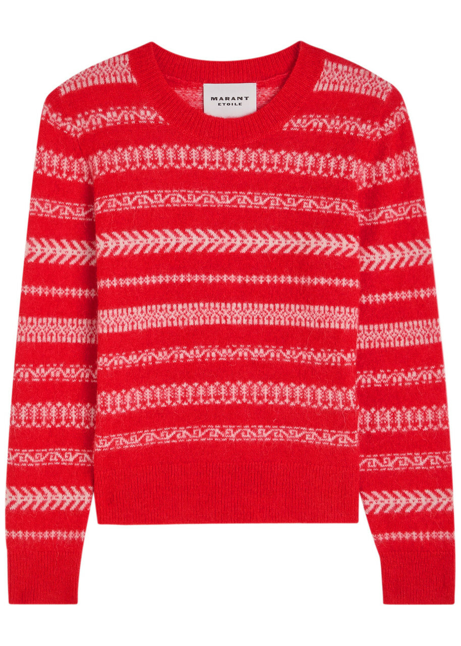 Isabel Marant étoile Amity Fair Isle Brushed Alpaca-blend Jumper Red