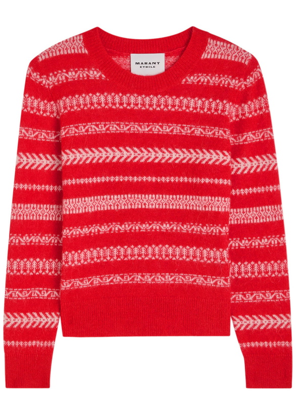 Photo: Isabel Marant étoile Amity Fair Isle Brushed Alpaca-blend Jumper Red