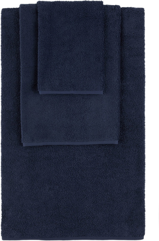 Photo: Tekla Navy Solid Three-Piece Towel Set