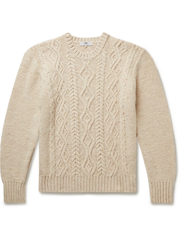 Photo: Inis Meáin - Cable-Knit Merino Wool and Cashmere-Blend Sweater - Neutrals