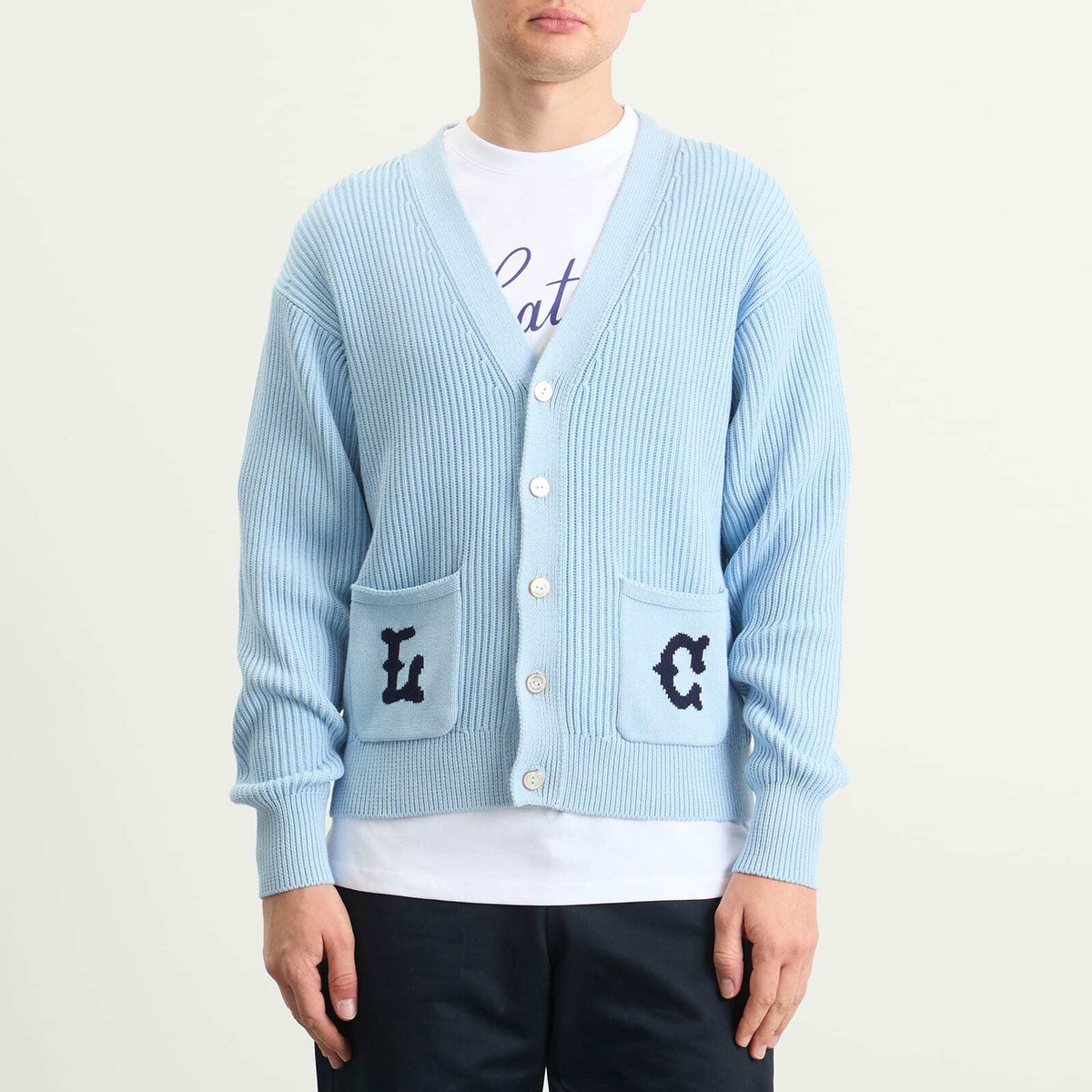 Late Checkout Men's Lc Cardigan in Light Blue