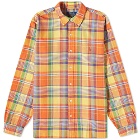 Polo Ralph Lauren Men's Madras Check Button Down Shirt in Orange/Yellow Multi