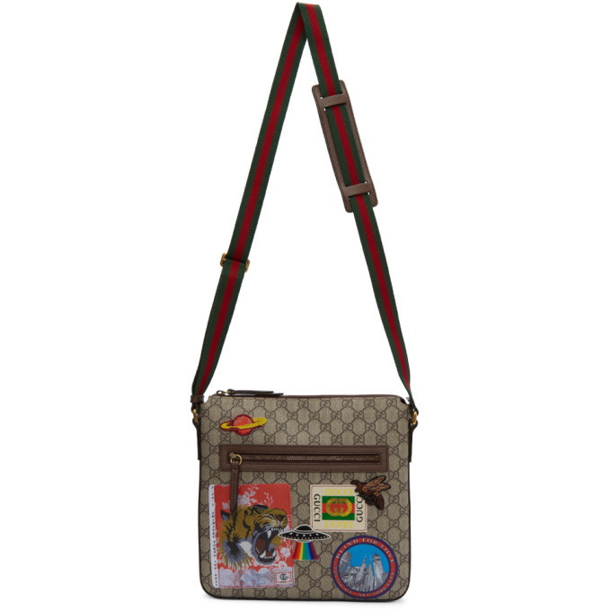 Photo: Gucci Beige and Brown GG Supreme Patches Courier Messenger Bag