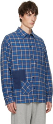We11done Blue Repaired Checked Shirt