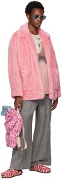 Doublet Pink Hand-Painted Faux-Fur Jacket