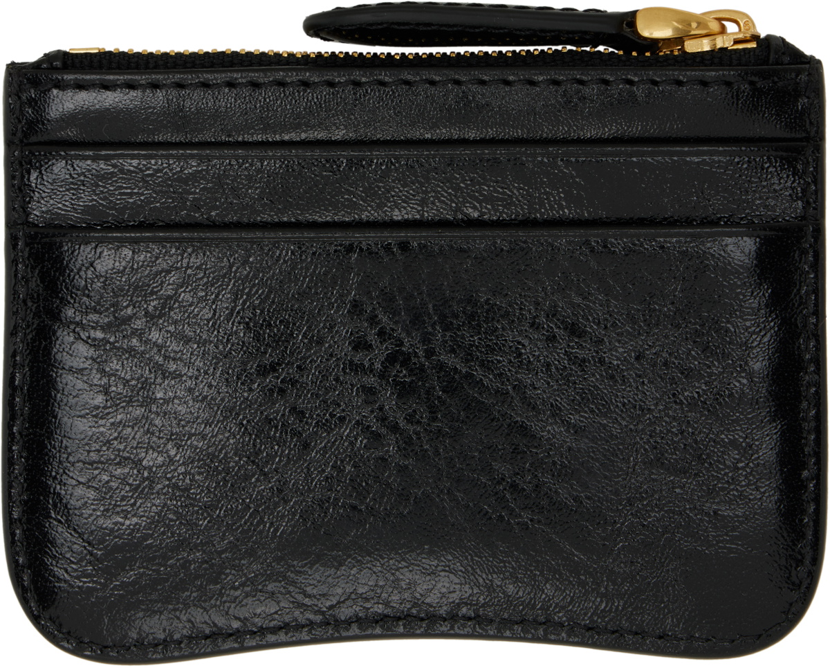AMI Paris Black Leather Paris Paris Zipped Card Holder