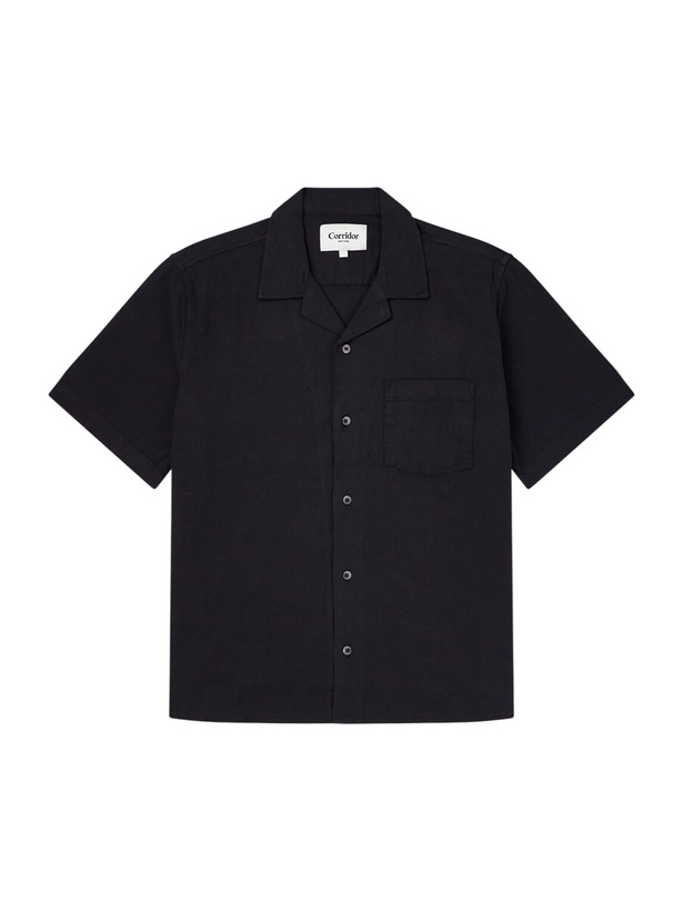 Photo: Corridor - Convertible-Collar Cotton-Hopsack Shirt - Black