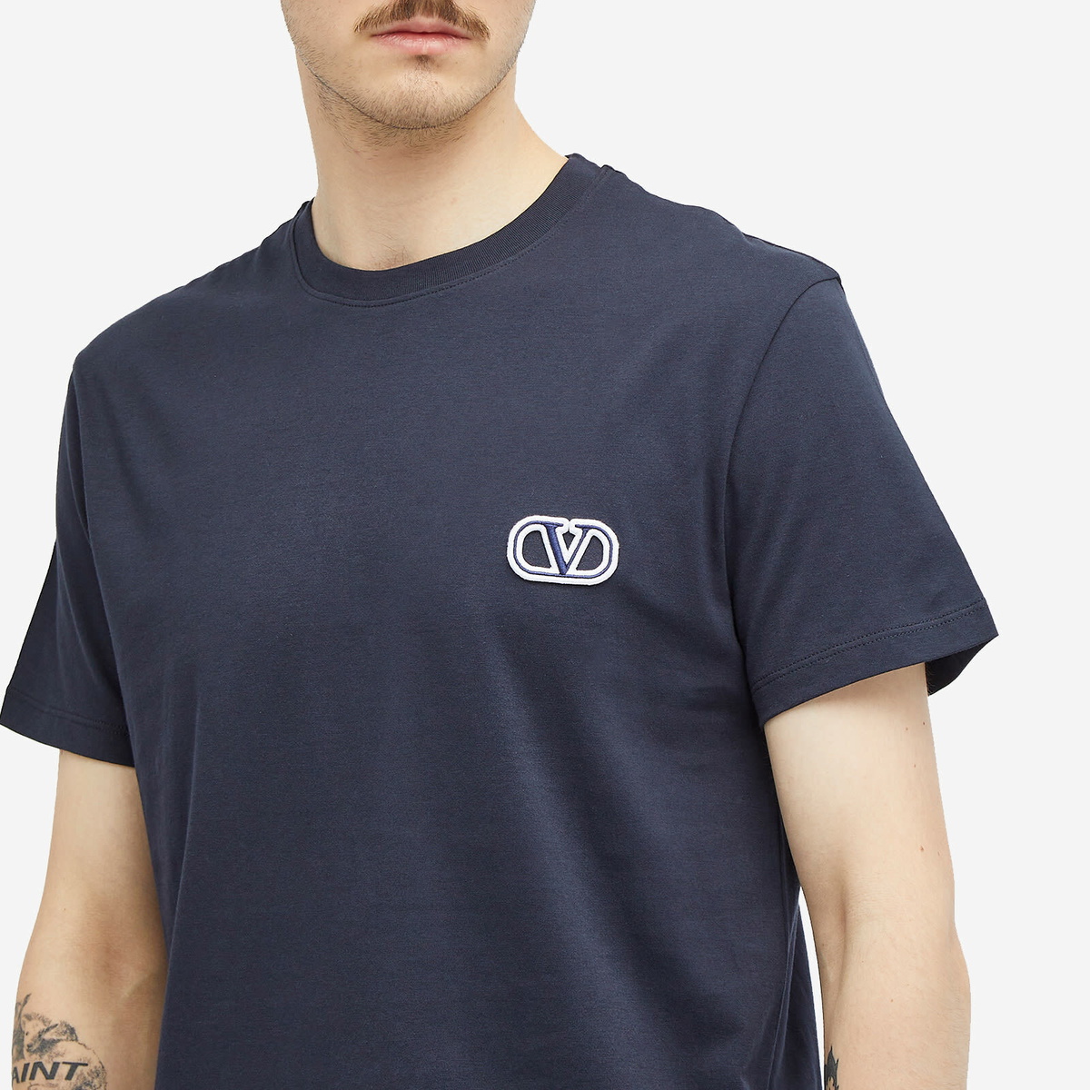 Valentino Men's V Logo T Shirt in Navy Valentino