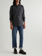 Drake's - Spread-Collar Linen Shirt - Blue