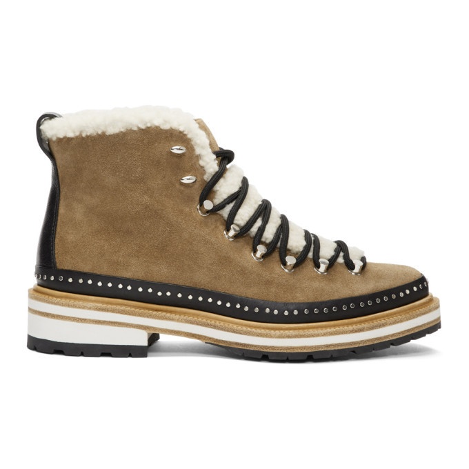 rag and bone Brown Suede and Shearling Compass Boots Rag and Bone
