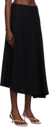 BITE Black Curved Midi Skirt