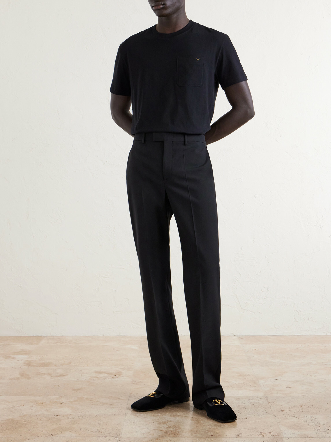 Valentino Garavani - VGold Cotton-Jersey T-Shirt - Black