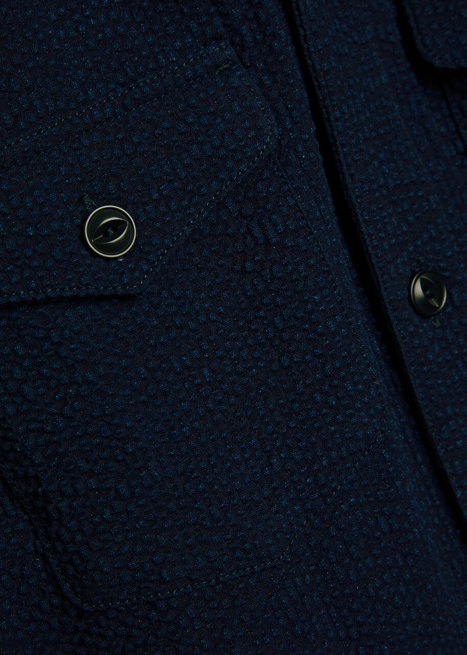 Officine Générale Jean-baptiste Seersucker Jacket Navy