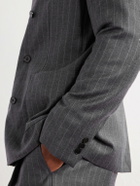 NN07 - Jordin 10052 Pinstripe Double-Breasted Suit Jacket - Gray