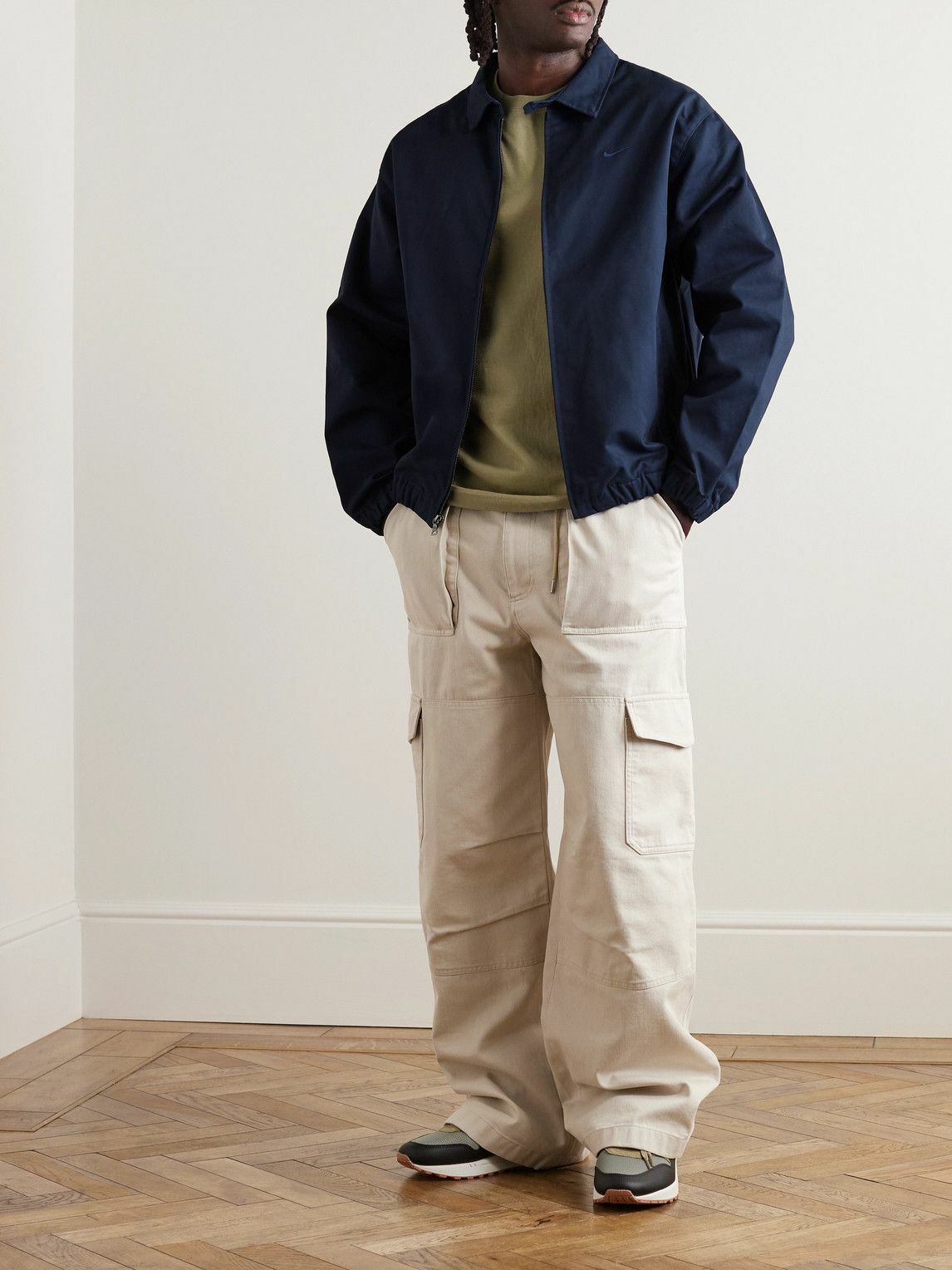 Nike - Logo-Embroidered Cotton-Twill Harrington Jacket - Blue Nike