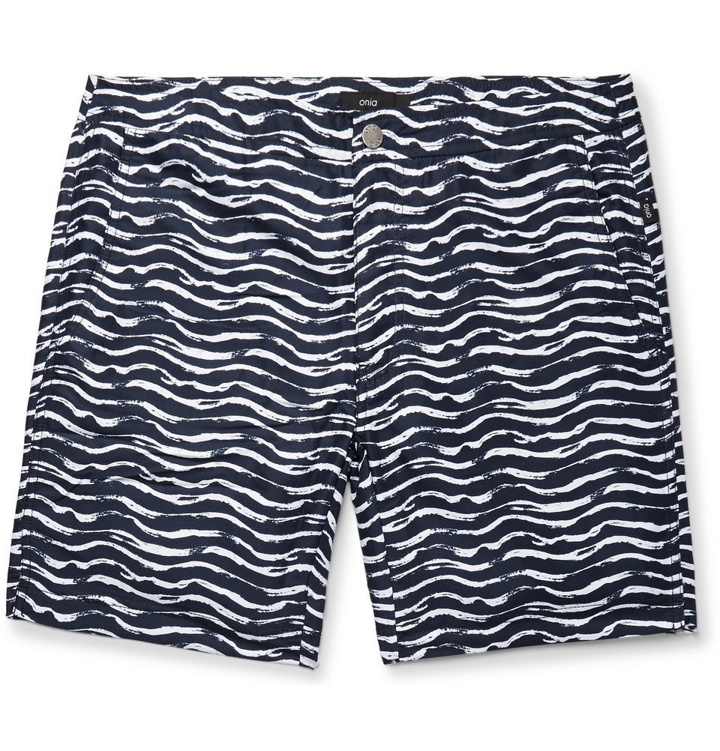 Photo: Onia - Calder Long-Length Printed Swim Shorts - Men - Storm blue