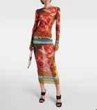 Jean Paul Gaultier Floral semi-sheer midi dress